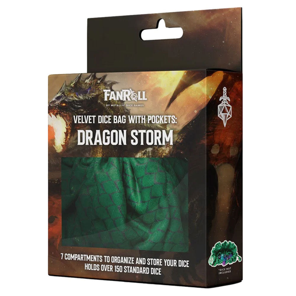 Sacca da dadi del vantatore di velluto con tasche Dragon Storm