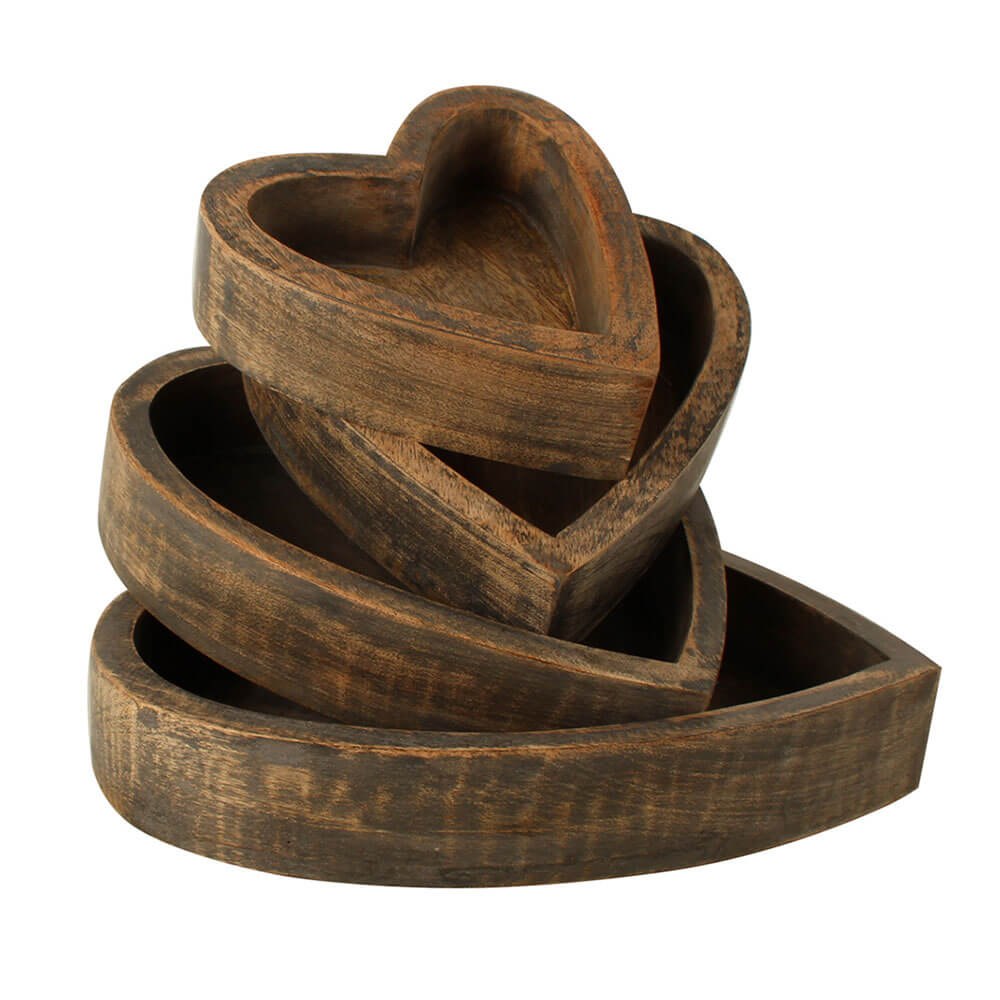 Harmony Mango Wood Heart Box (Sæt på 4)