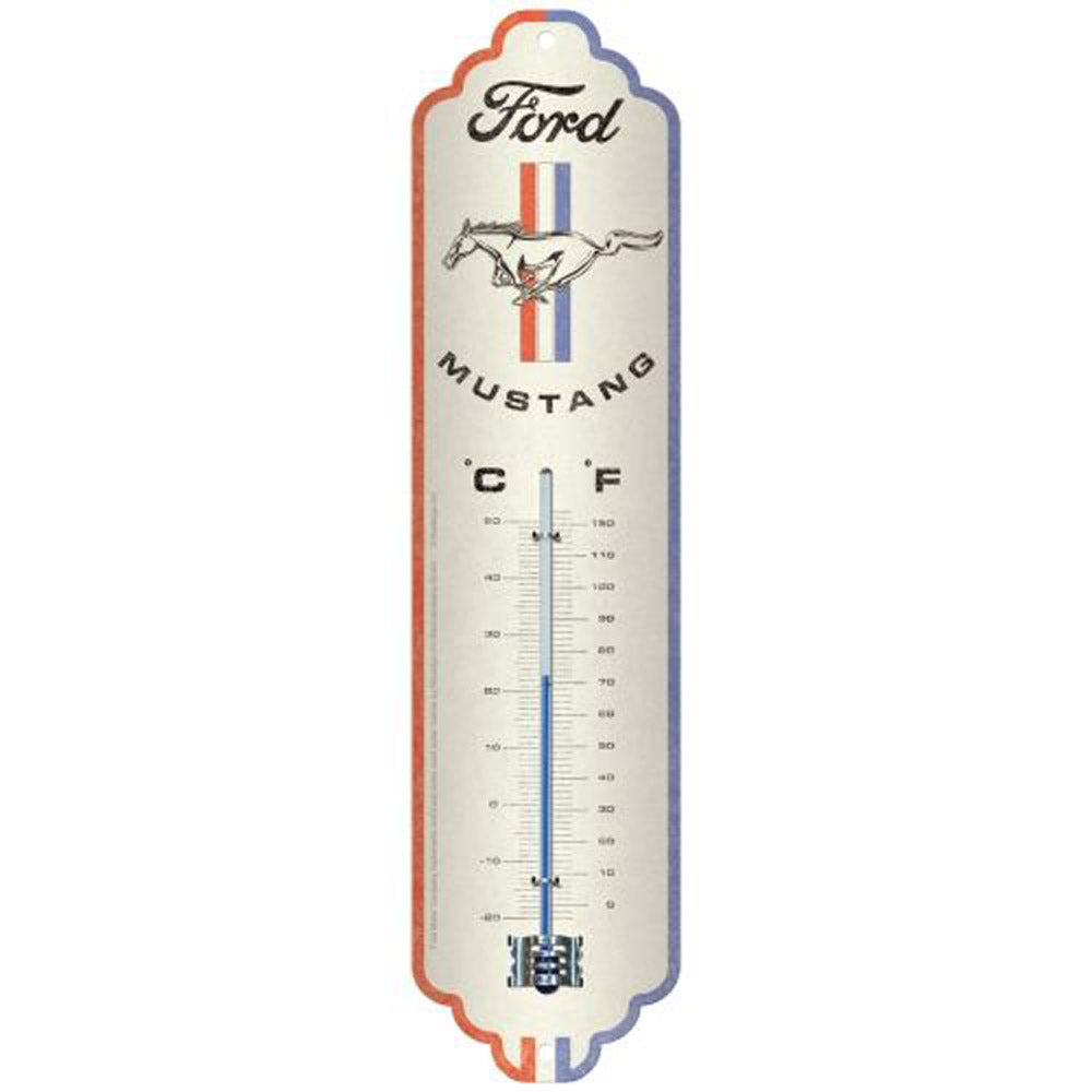 Nostalgic-Art Ford Mustang Horse & Stripes Logo Thermometer