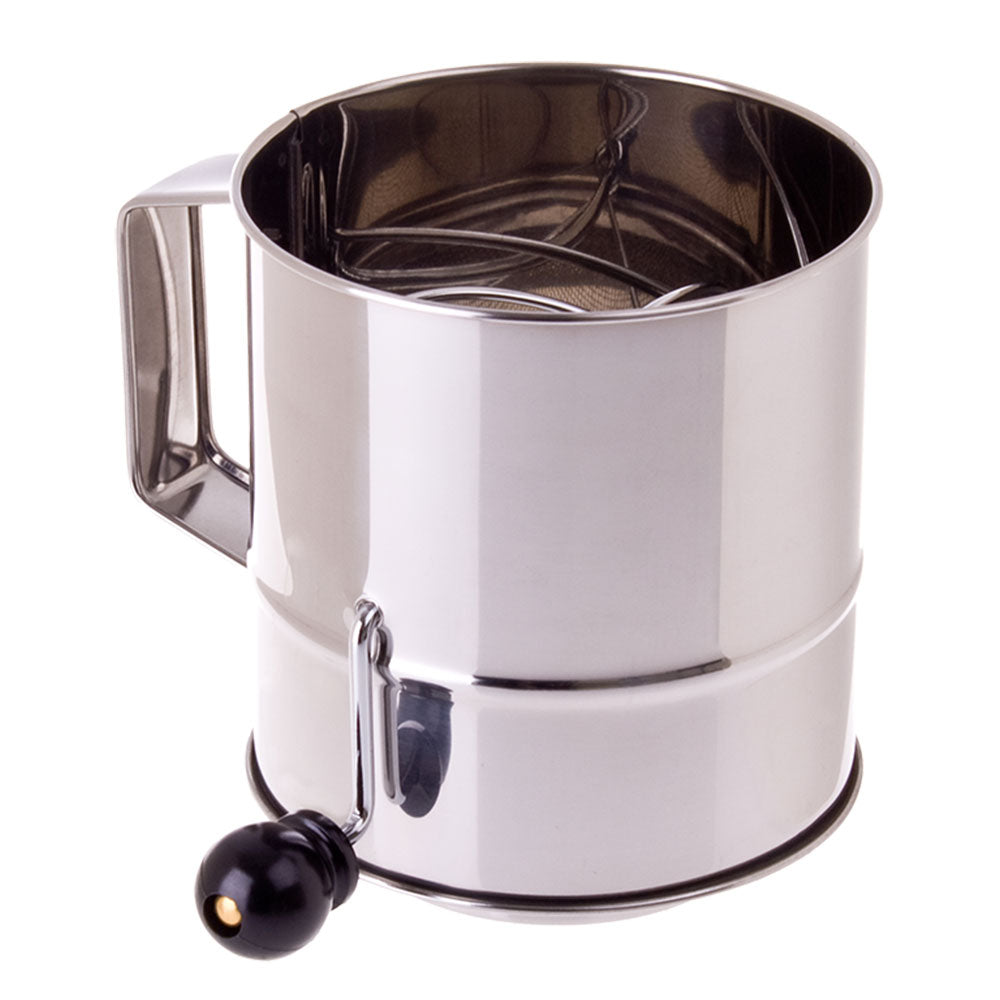 Appetito Stainless Steel 5 Cup Flour Sifter Crank