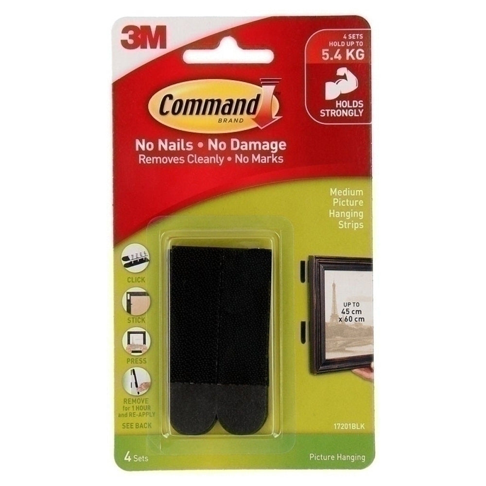 Command Picture Hanging Strips 4pk (noir)