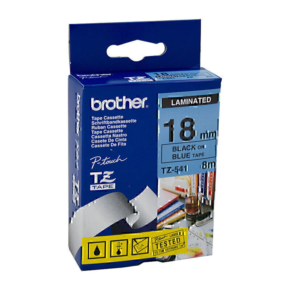 Broer gelamineerd zwart op blauwe labeling tape