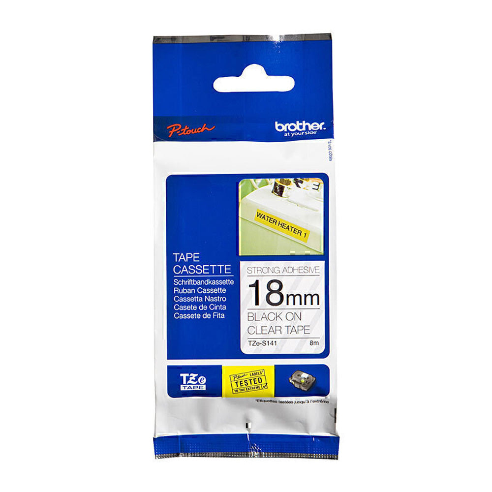 Brother Strong Adhesive Black on Clear Labelling Tape