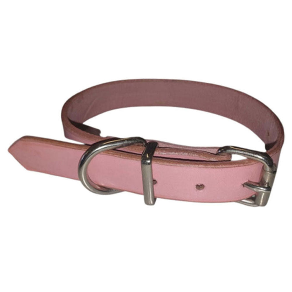 Collar de cuero (rosa)