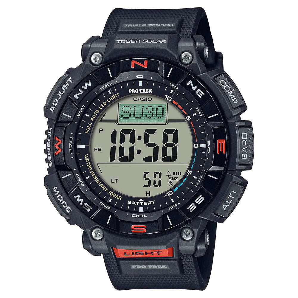 Pro Trek PRG340 Triple Sensor Resin Band Watch (Black)