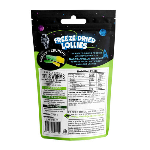 Mini Sour Worms Freeze Dried Lollies