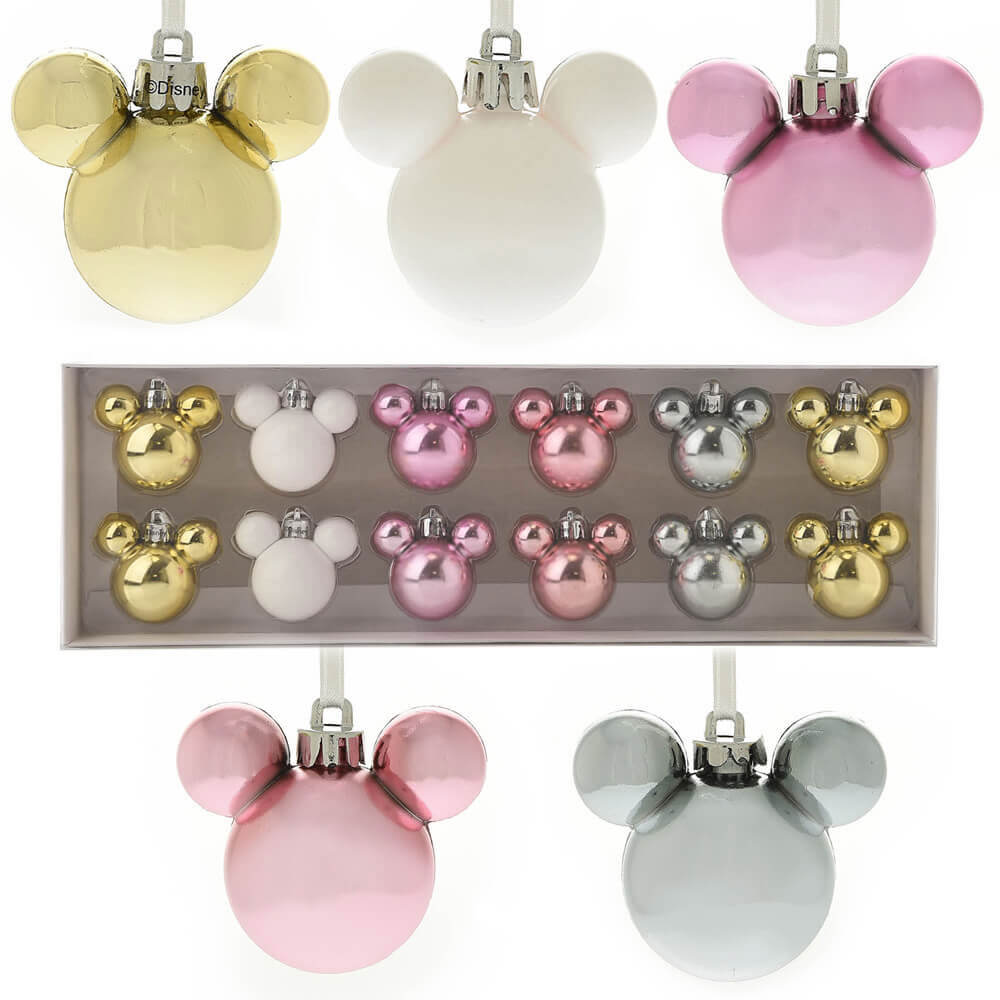 Disney Christmas Mickey Baubles (sett med 12)