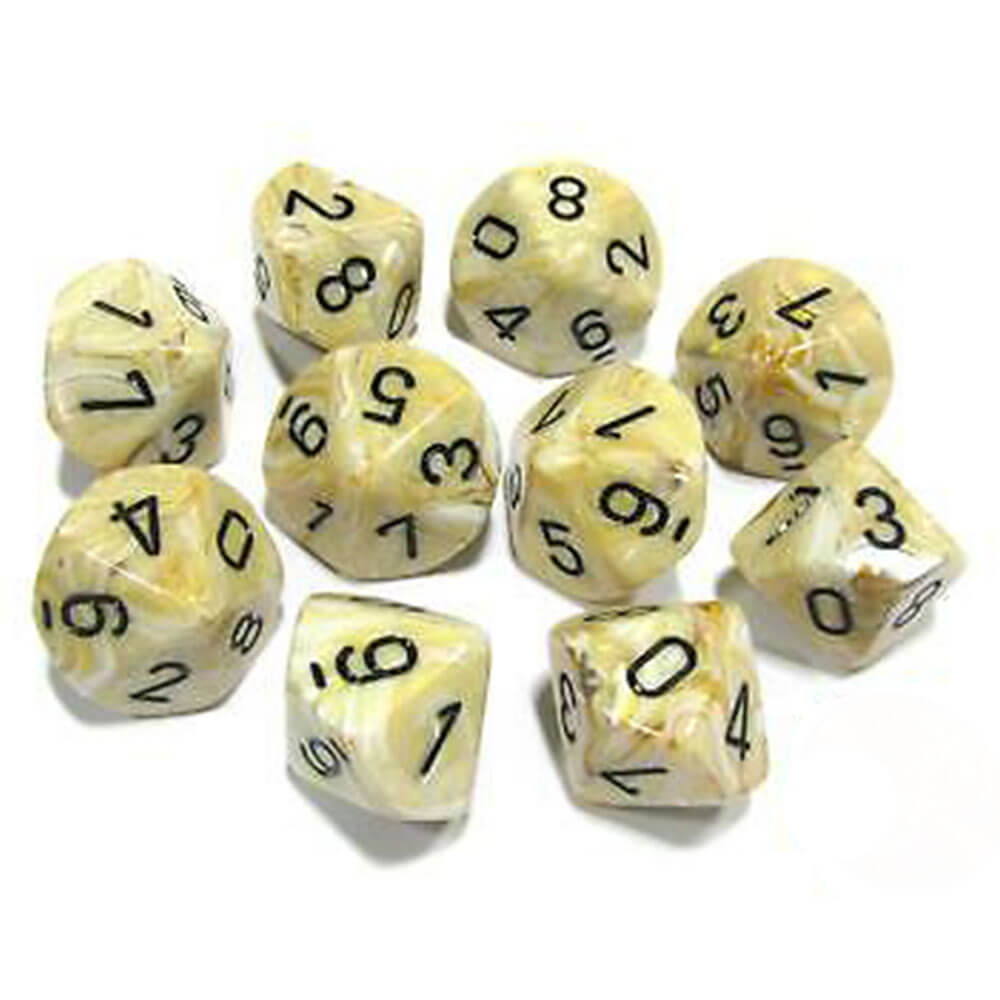 Chessex D10 polyhedral 10-die marmoruppsättning