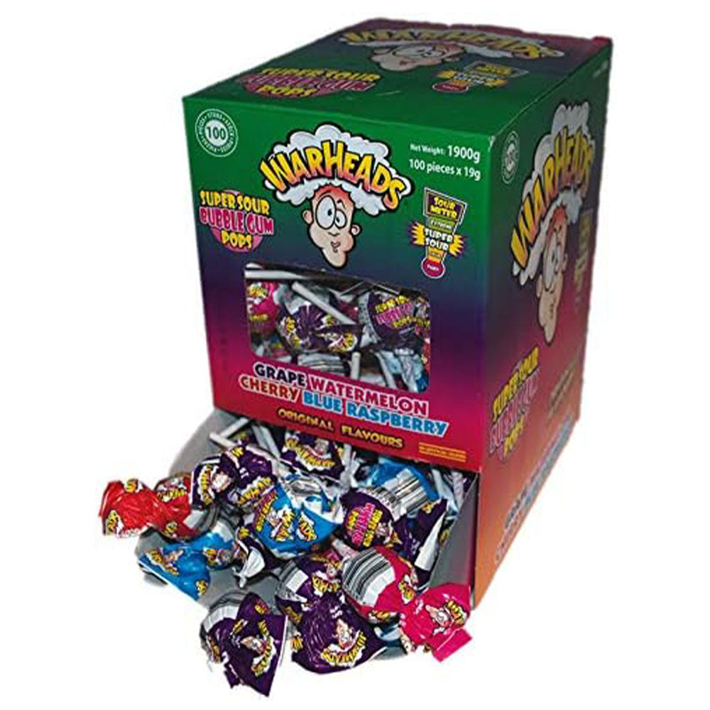 Warhead Super Sour Gum Pops (100x19g)