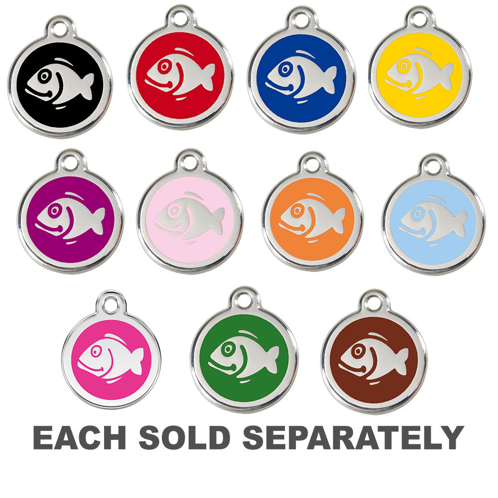 Stainless Steel Enamel Fish Cat Tags (Small)