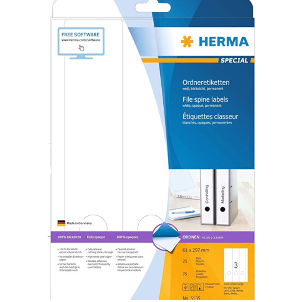 Herma File Spine Etyels A4 25pc (biały)