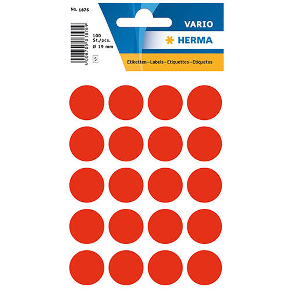 Herma Luminous Round Sticker Labels (Red)