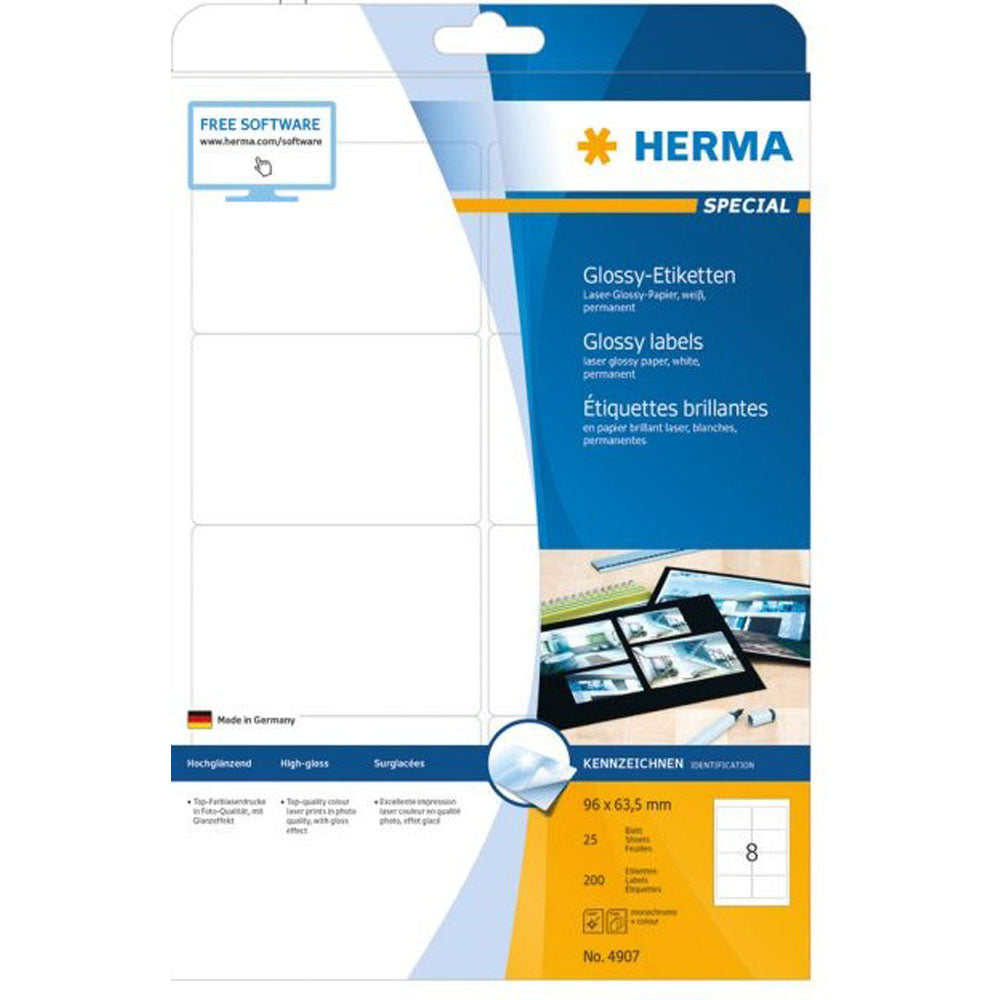 Herma Laser Glossy Labels A4 25pc (White)