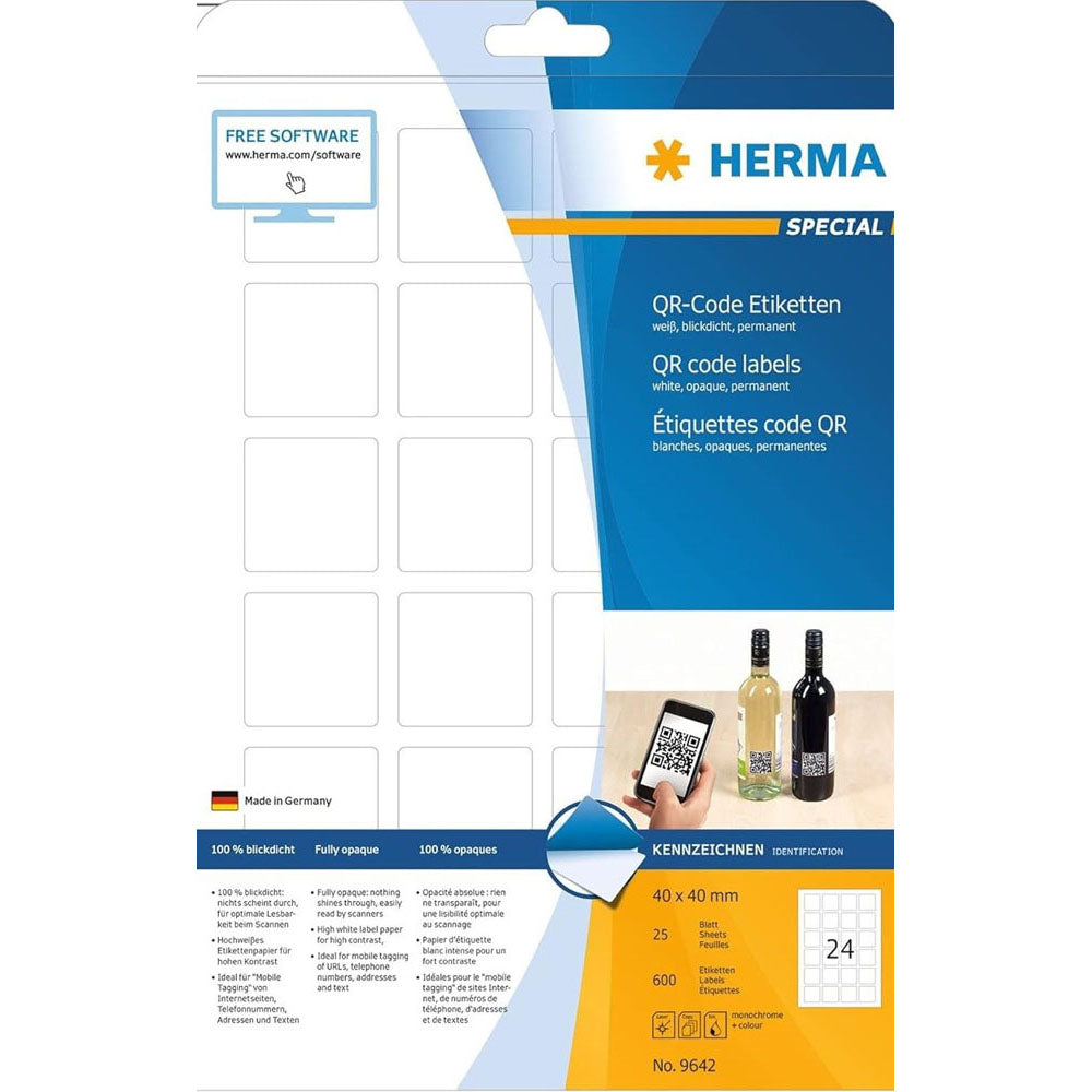 Herma QR Code Opaque Labels A4 25pc (White)