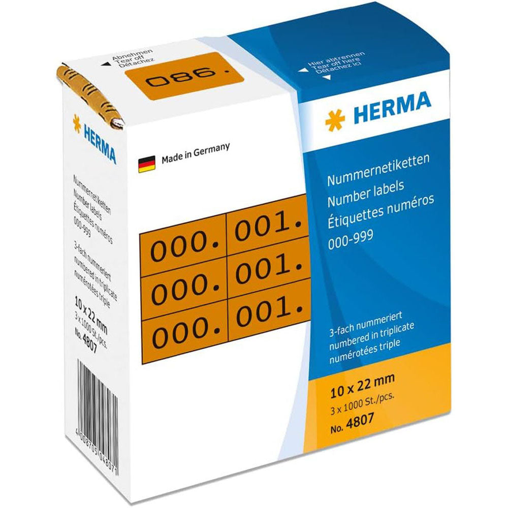 Herma Triplicate Number Etiketter 1000pc (10x22mm)