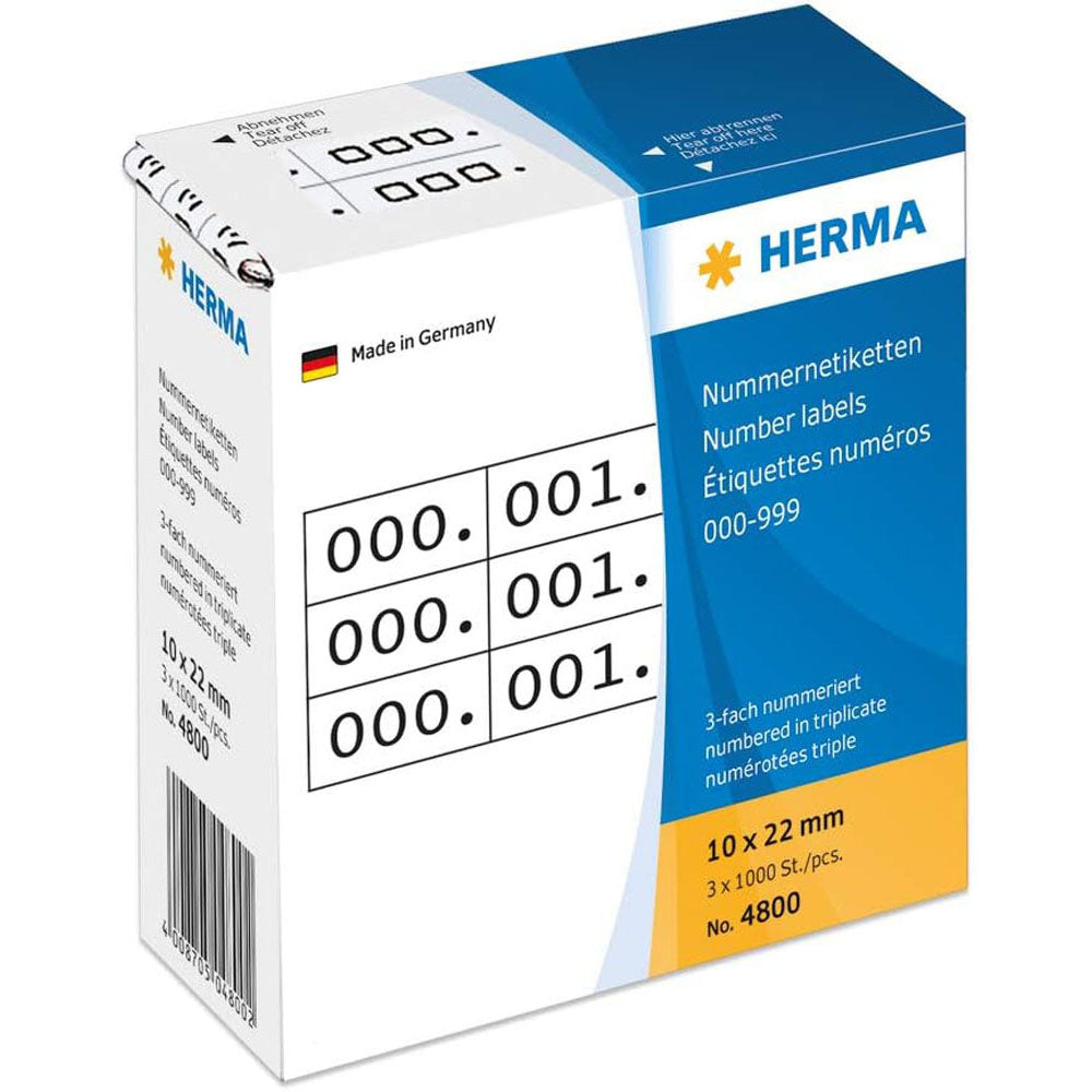 Herma trzykrotnie etykiety liczbowe 1000pc (10x22 mm)