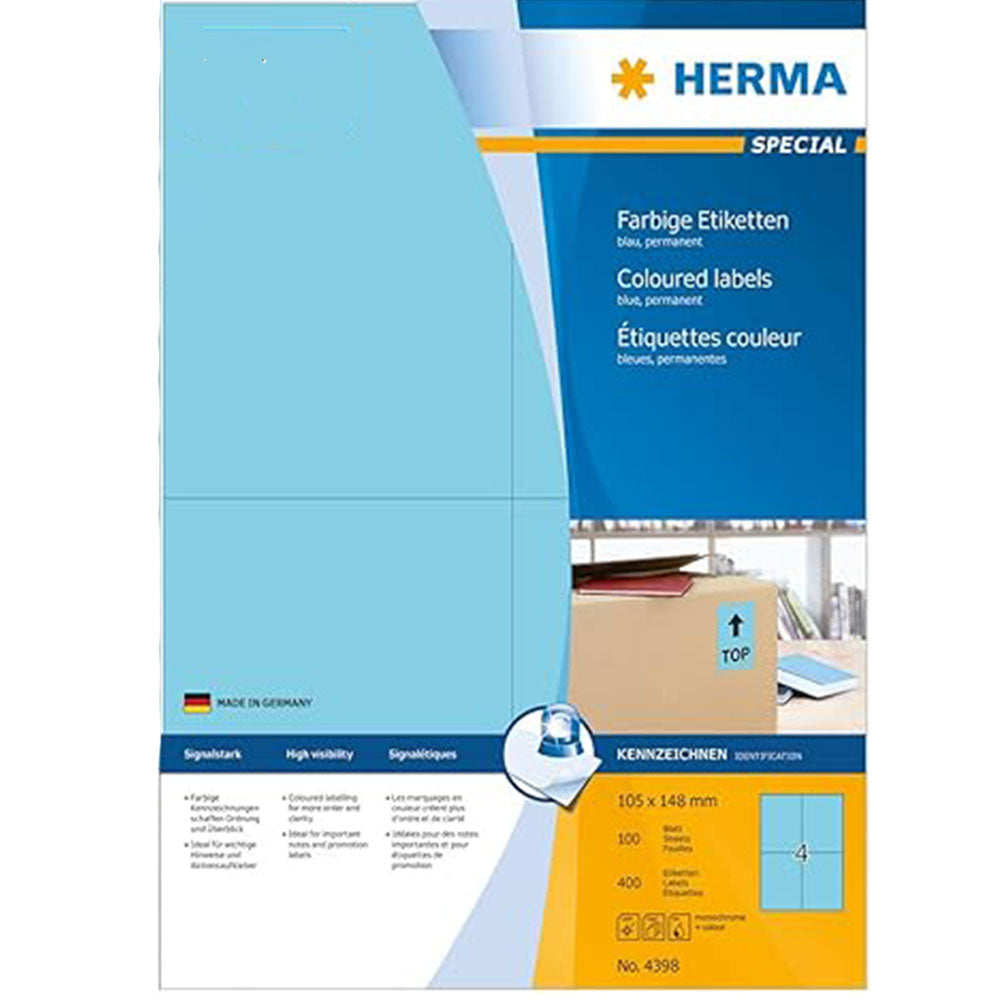 Herma Coloured Labels A4 100pc (105x148mm)