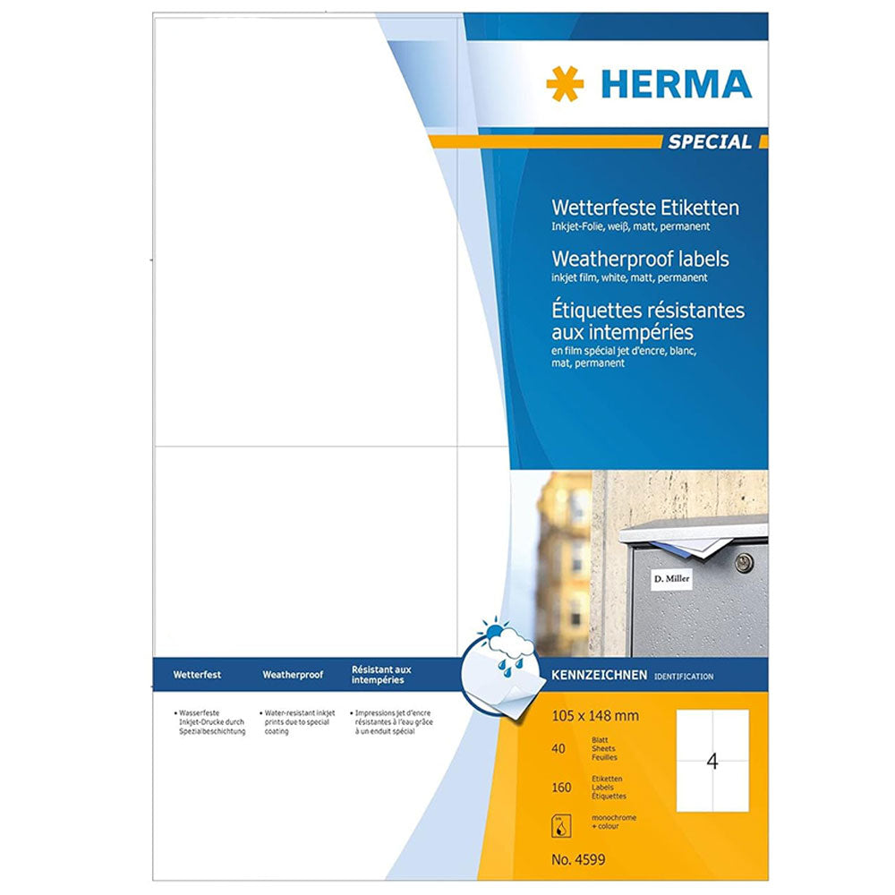 Herma väderbeständig bläckstråle etiketter A4 40 st