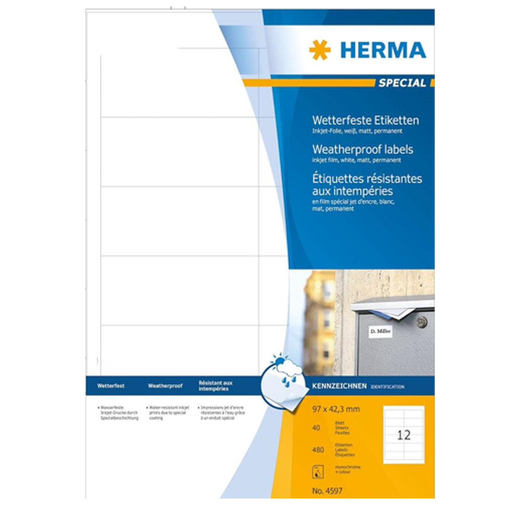 Herma Weatherproof Inkjet Etykiety A4 40pc