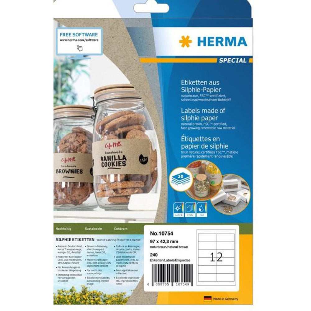 Herma Silphie Paper Labels A4 20pc (Natural)