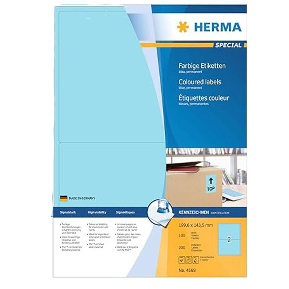 Herma Colored Etiketter A4 100 st (199.6x143.5mm)