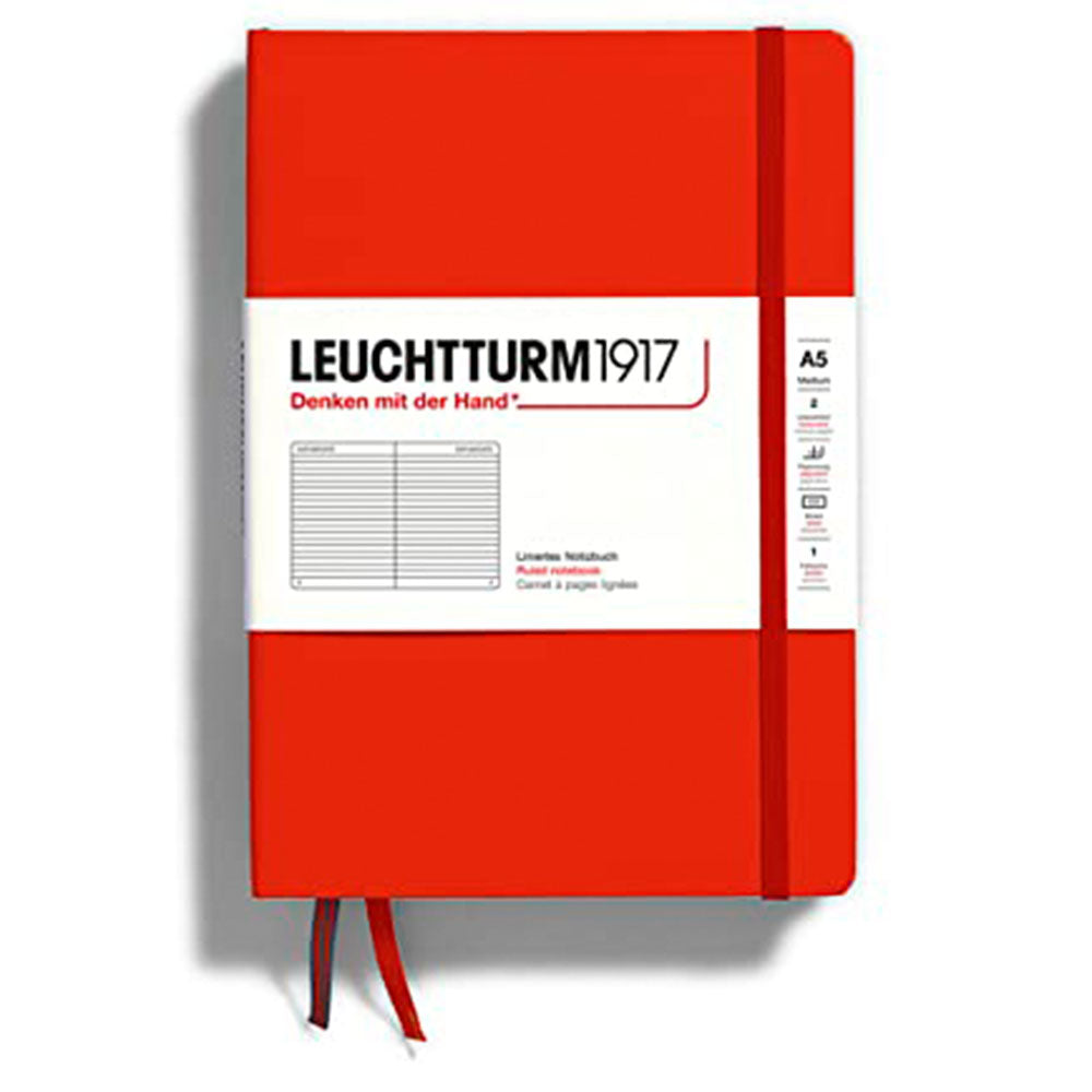 Leuchtturm Hardcover styrde anteckningsbok A5 (röd)