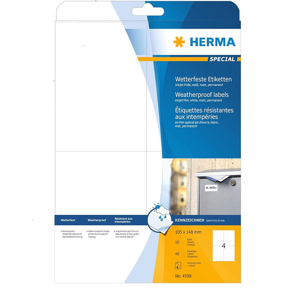 Herma Weatherproof Inkjet Labels A4 10pc