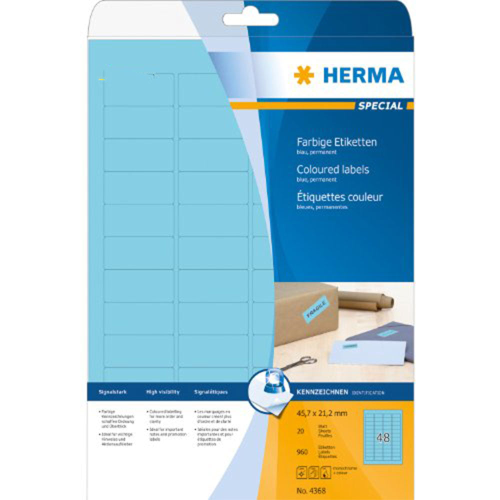 Herma Removable Colored Labels A4 20pc（45.7x21.2mm）