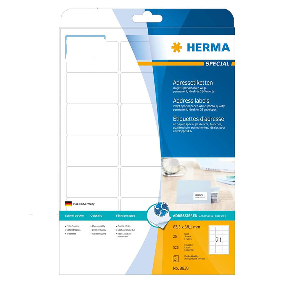 Herma inkjet -adresseetiketter A4 25pc (hvid)