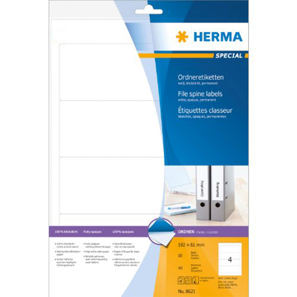 Herma File Spine Upaque Etiketter A4 10pc (hvid)