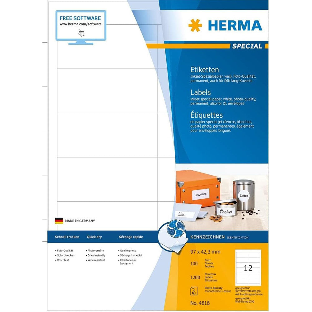 Herma inkjet mærker A4 100pc (hvid)