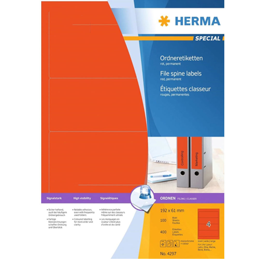 Herma Coloured File Spine Labels A4 100pc (192x61mm)