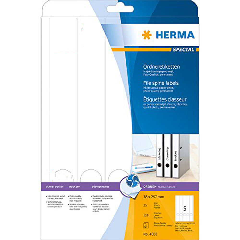 Herma File Spine Inkjet -etiketter A4 25pc (hvid)