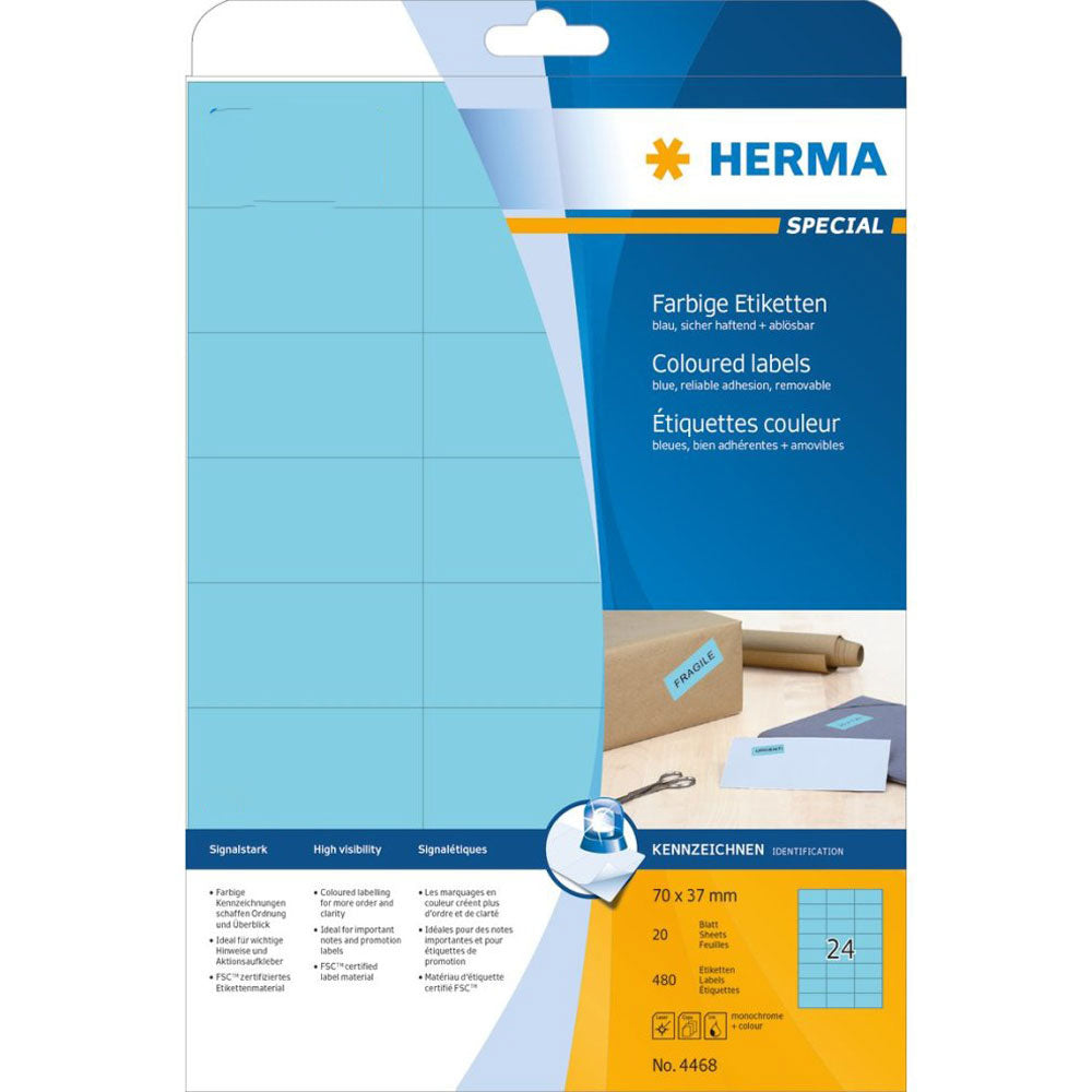 Herma Removable ColoredラベルA4 20pc（70x37mm）