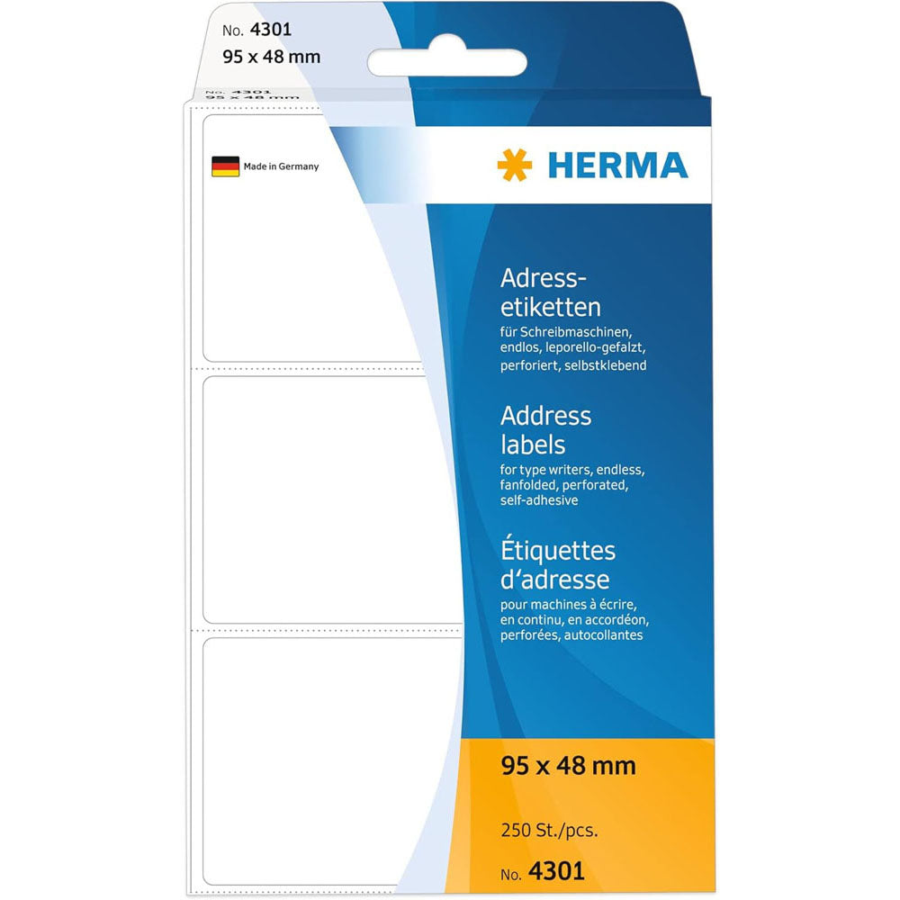 Herma fanfoldad adressetiketter White (95x48mm)