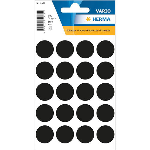 Herma Multi-Purpose Round Sticker Labels (Black)