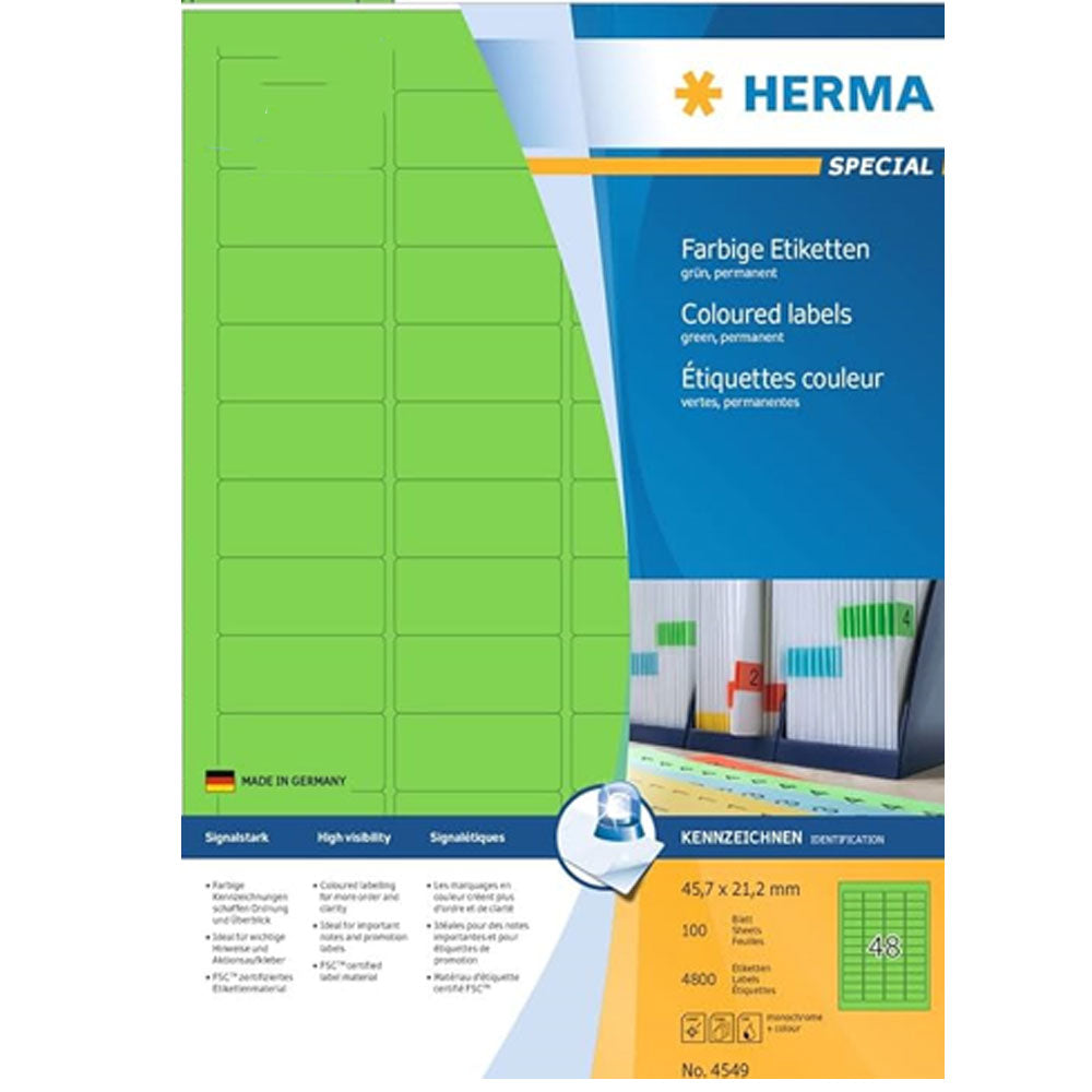 Herma Colored Etiketter A4 100 st (45,7x21,2mm)