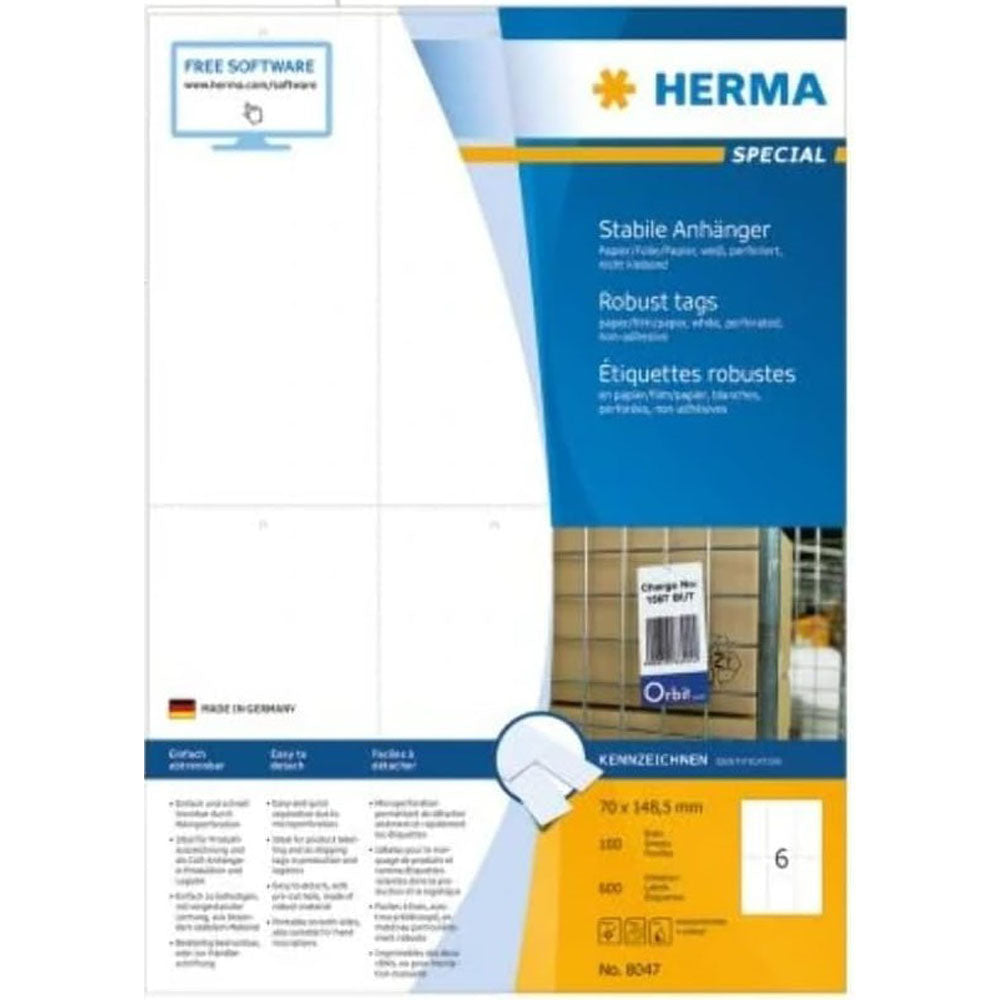 Herma Robust Perforated Tags A4 100pc