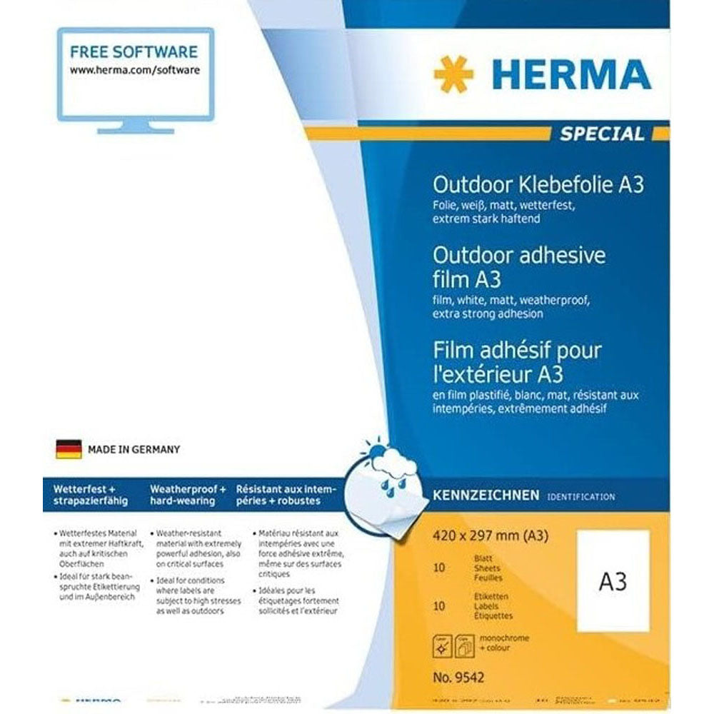 Herma Outdoor Film Labels A3 10pc White (420x297mm)