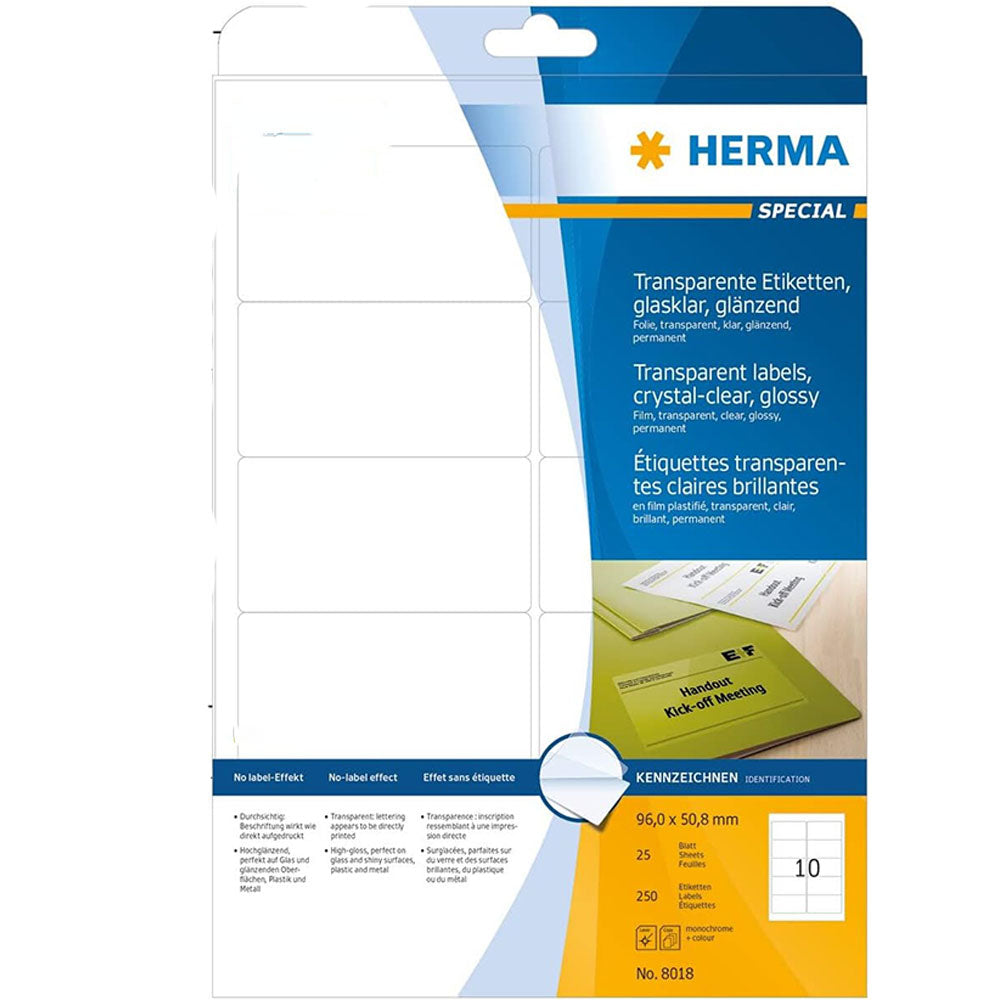 Herma transparent kristallklara etiketter A4 25 st