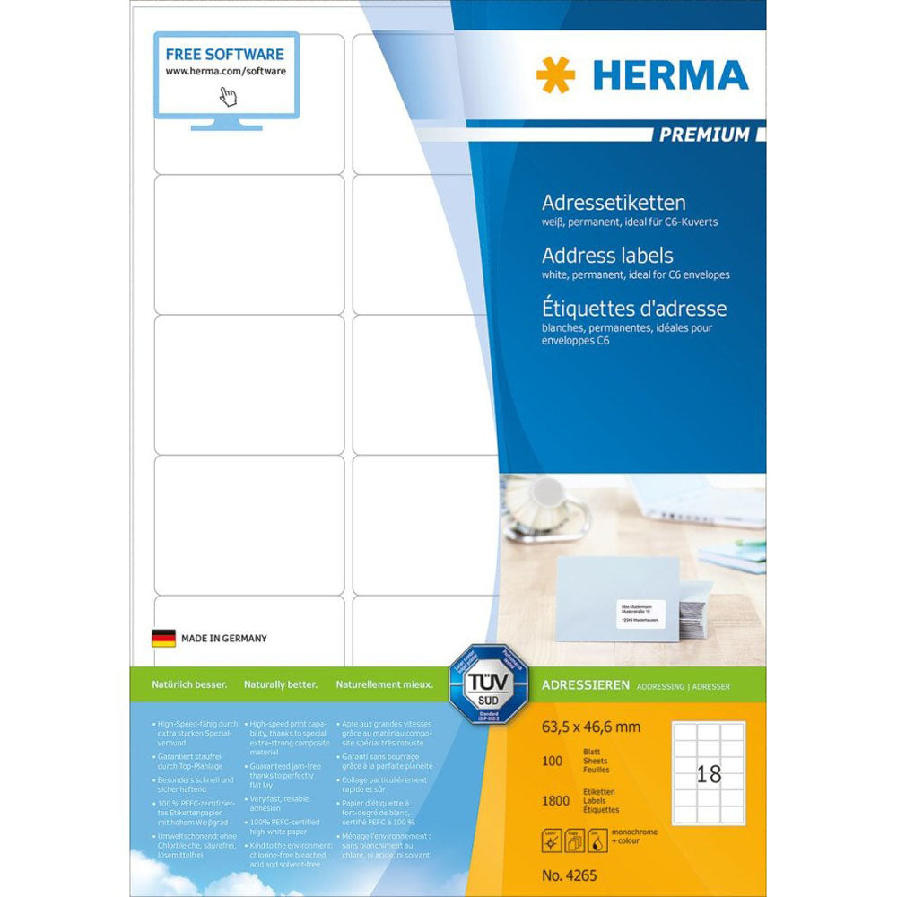 Herma Premium Adres Etykies A4 63,5 mm 100pc