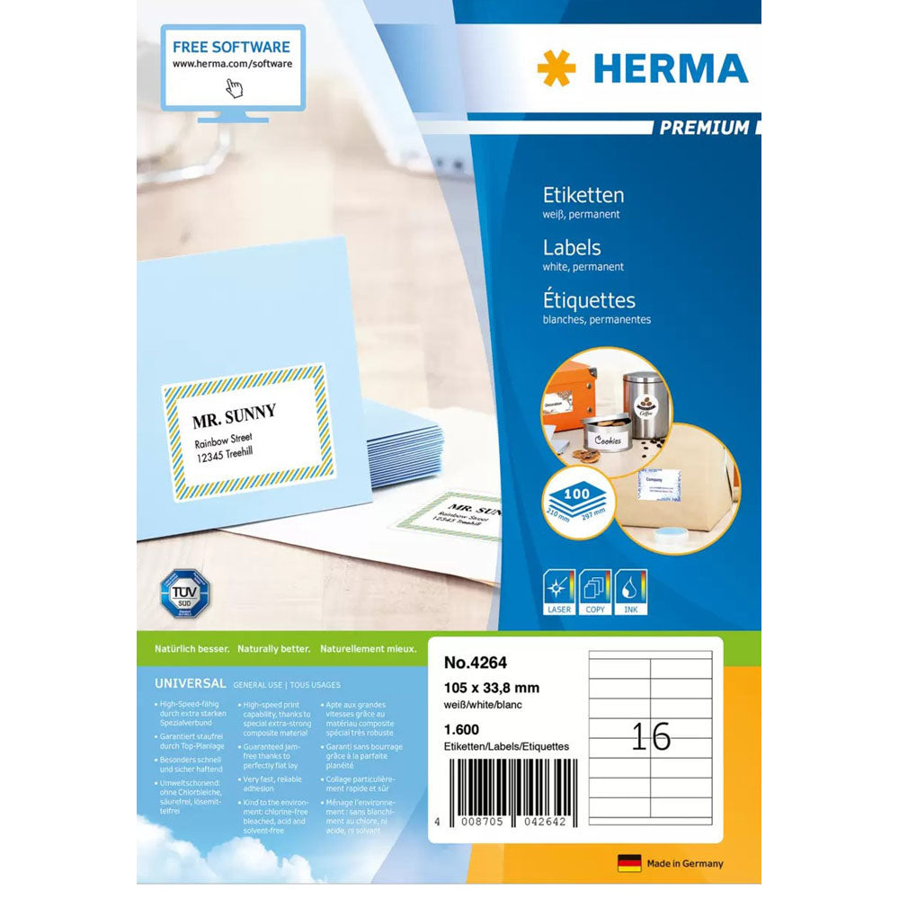 Herma Premium Labels A4 105mm 100 st