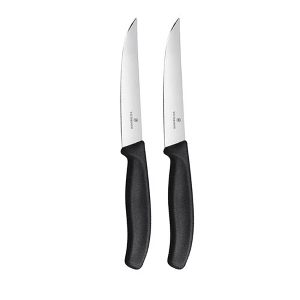  Steakmesser mit breiter Klinge und gerader Kante, 12 cm (schwarz)