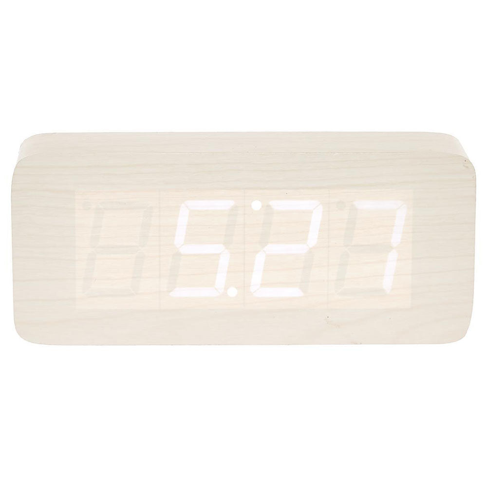 Grande horloge de table cuboïde en bois à LED