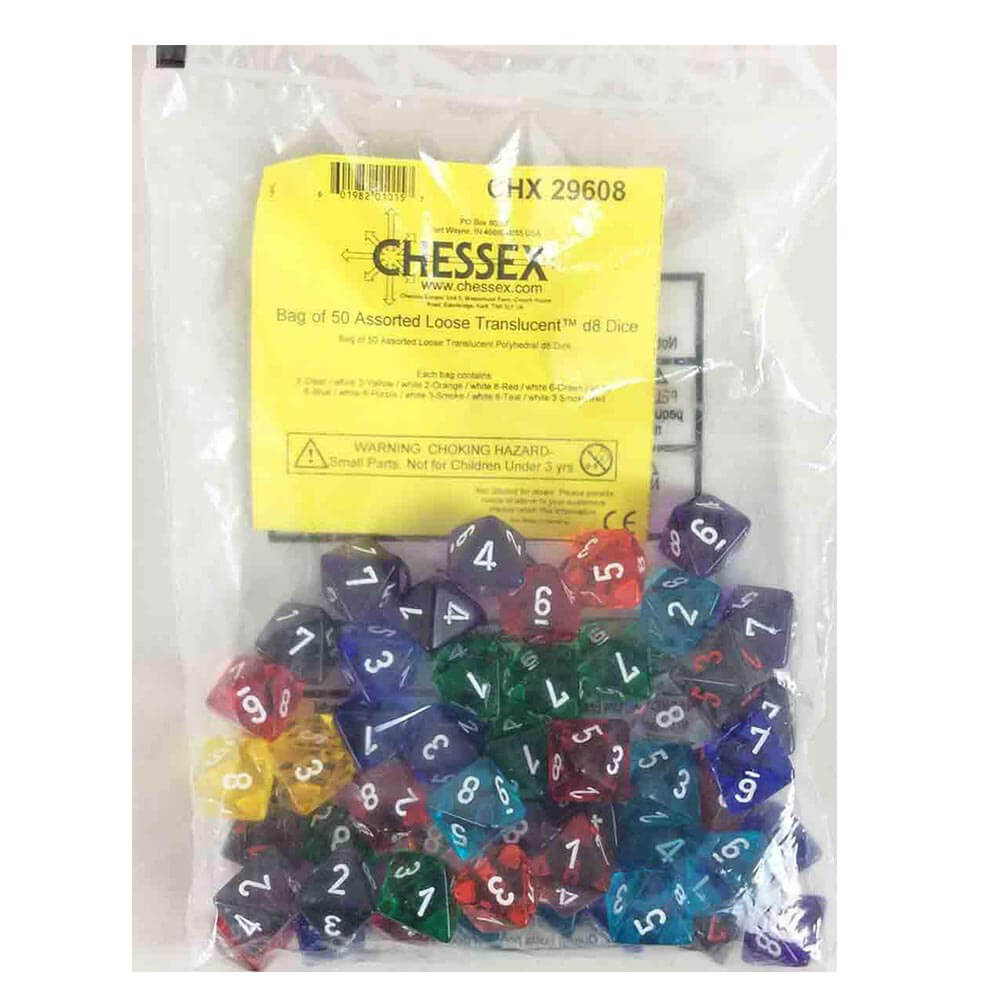 D8 DICE Assorteret Loose Polyhedral (50 terninger)