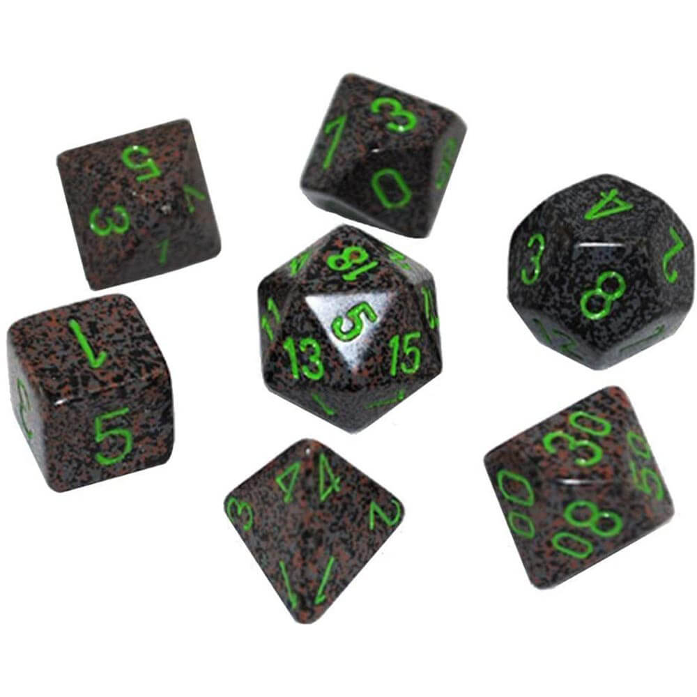 D7 die set terninger flekkete poly (7 terninger)