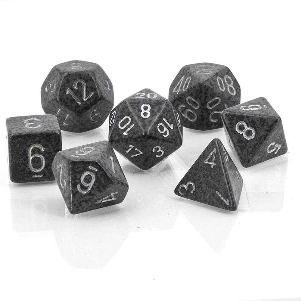 D7 Die set dobbelstenen gespikkeld poly (7 dobbelstenen)