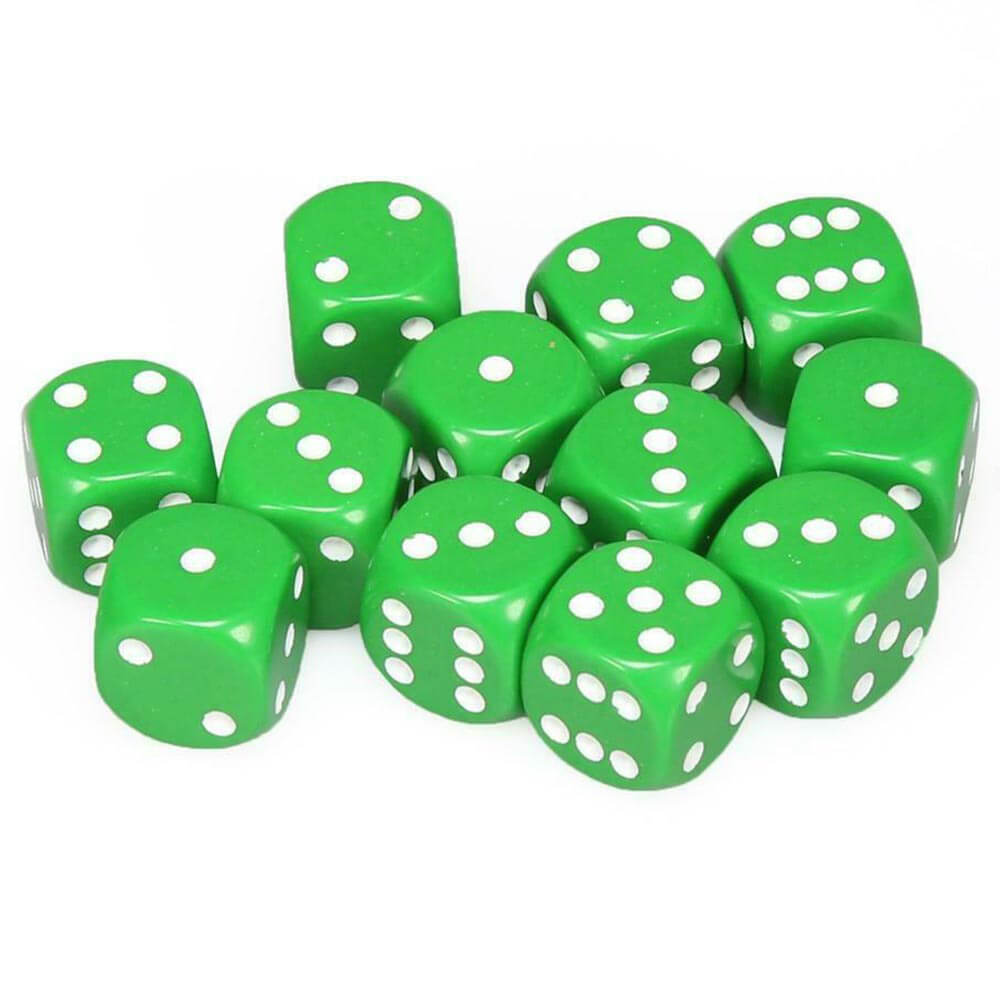 D6 DICE OPAQUE 16mm (12 tärningar)