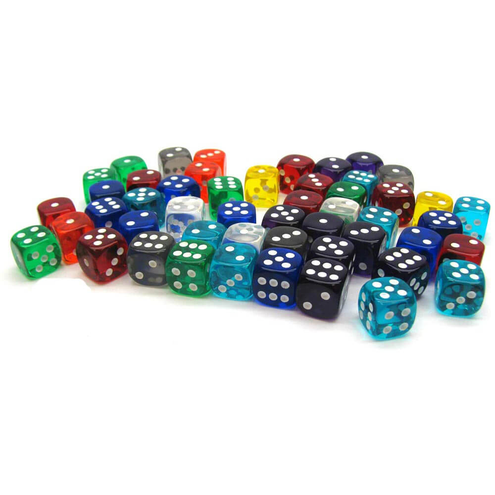 D6 DICE BORDED LOOST 12MM (50 DICE)