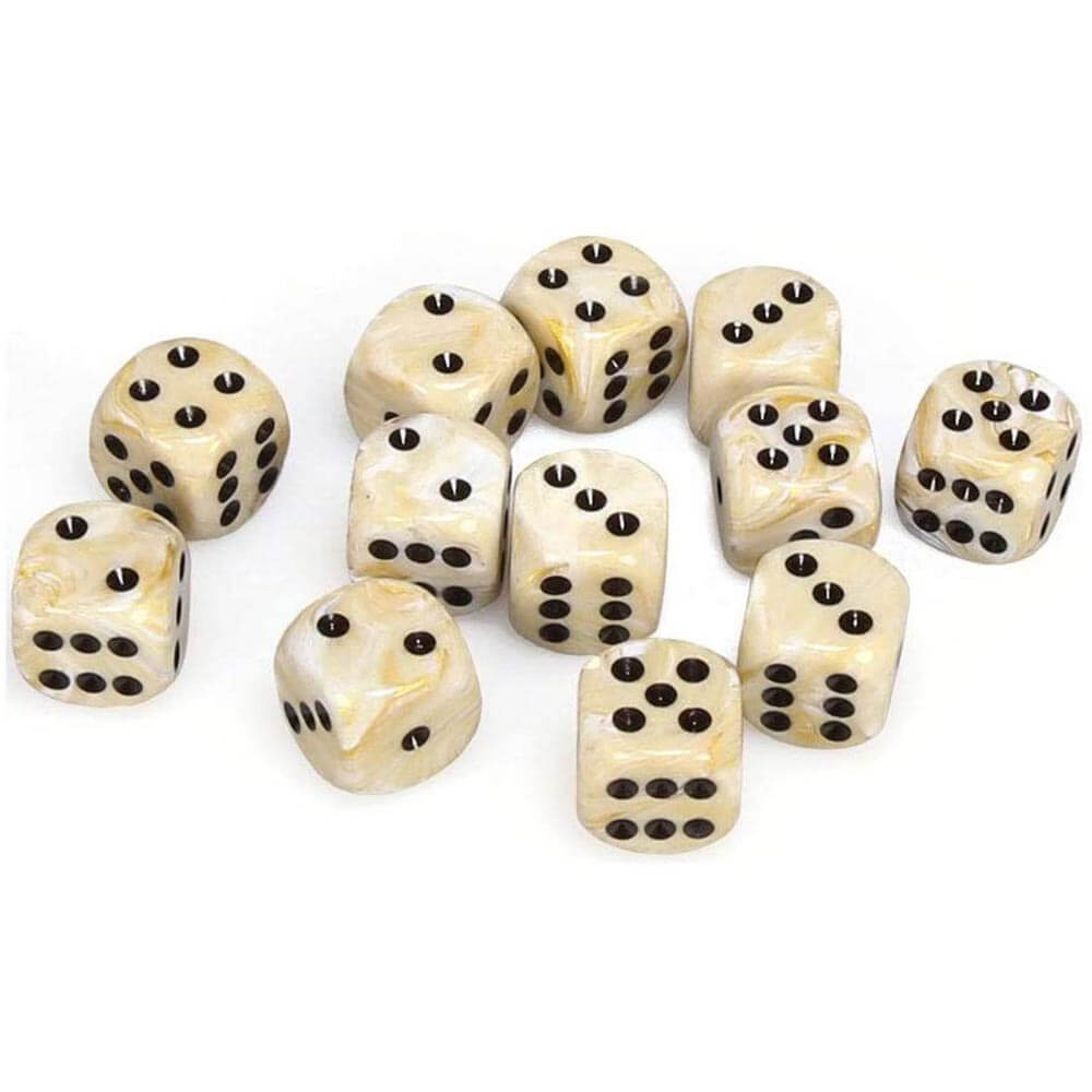 D6 DICE marmor 16mm (12 tärningar)